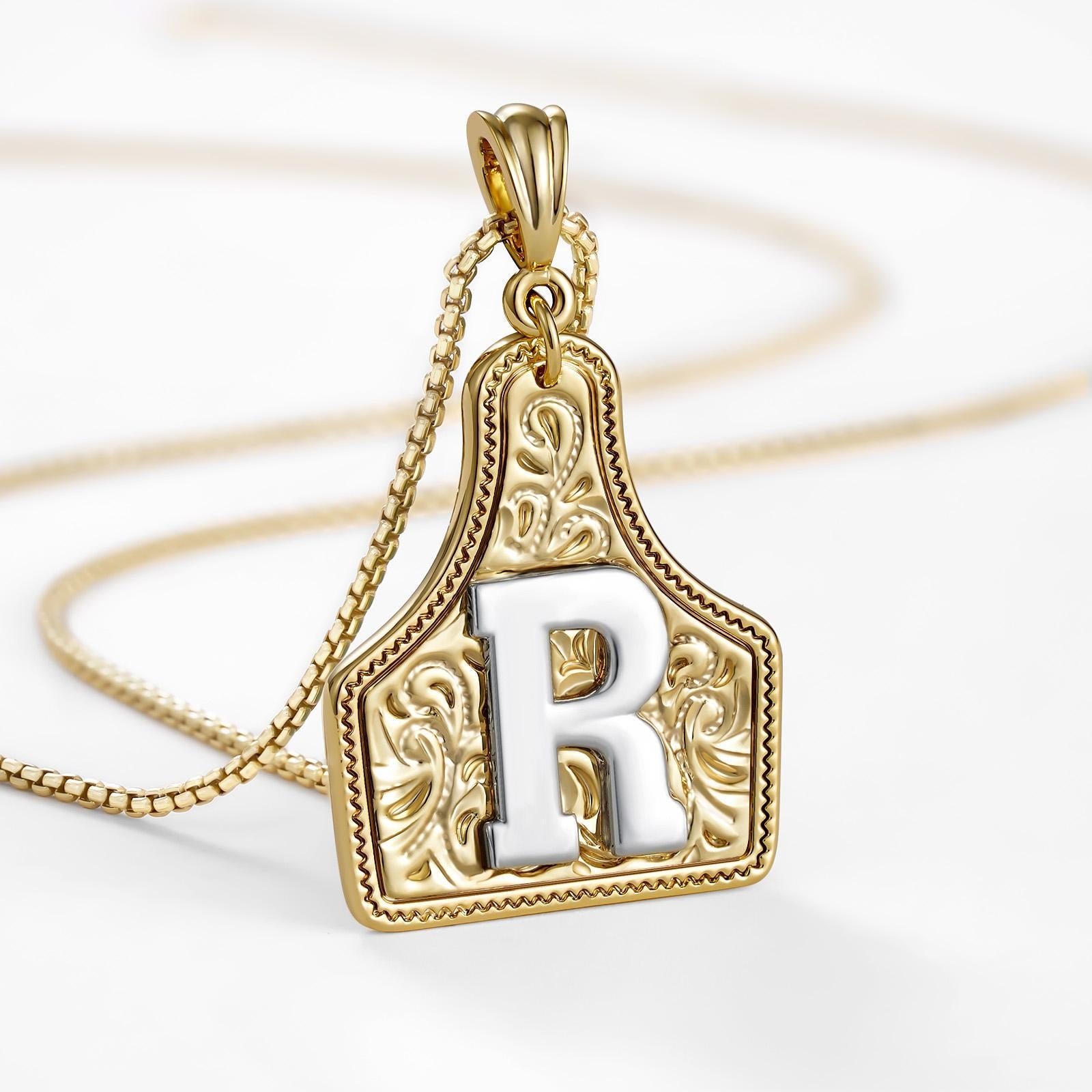 14k Elegant Cowgirl Initial Necklace in gold