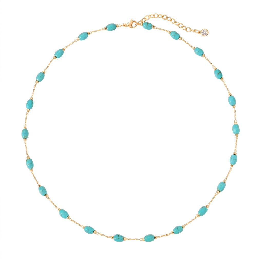 14k Dainty Turquoise Beaded Necklace