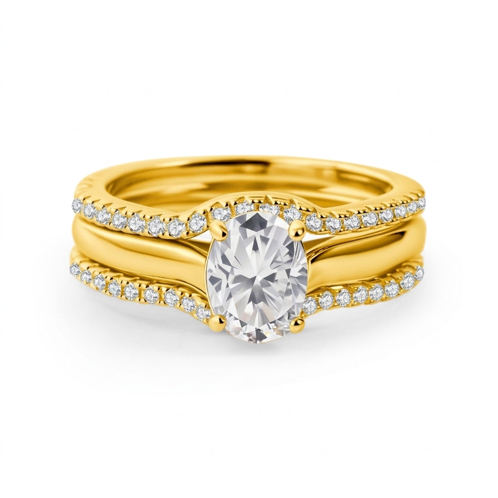 3pc Diamond Nested Ring Stack in gold