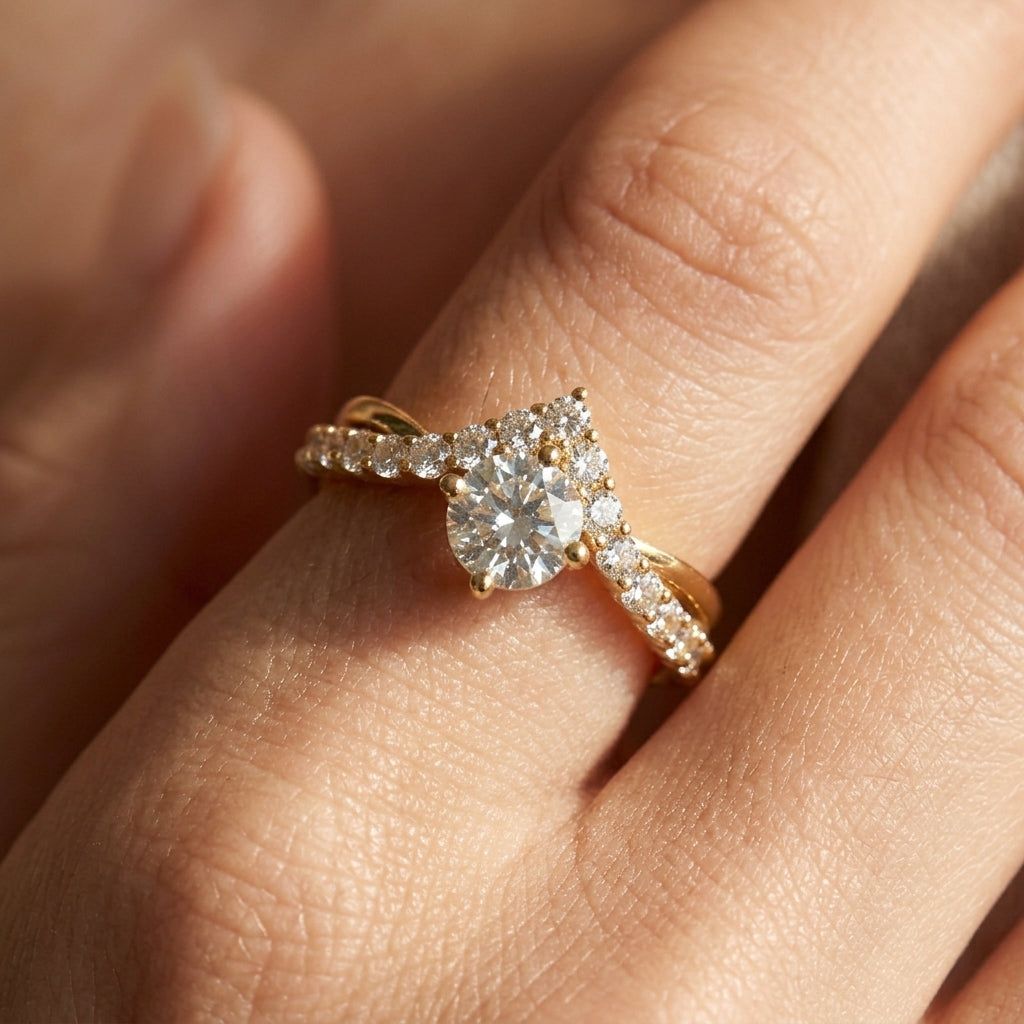 Adjustable Split Shank Pave Chevron Ring