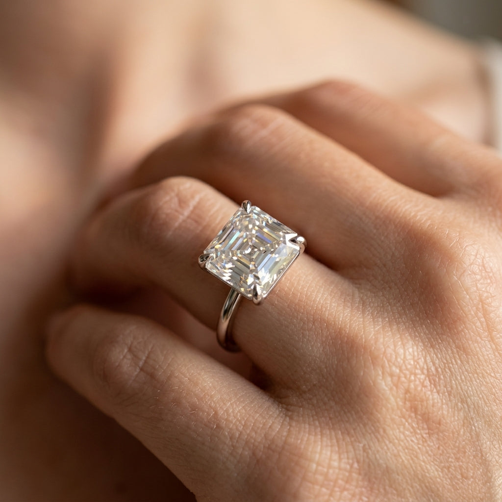 S925 Asscher Cut Moissanite Ring