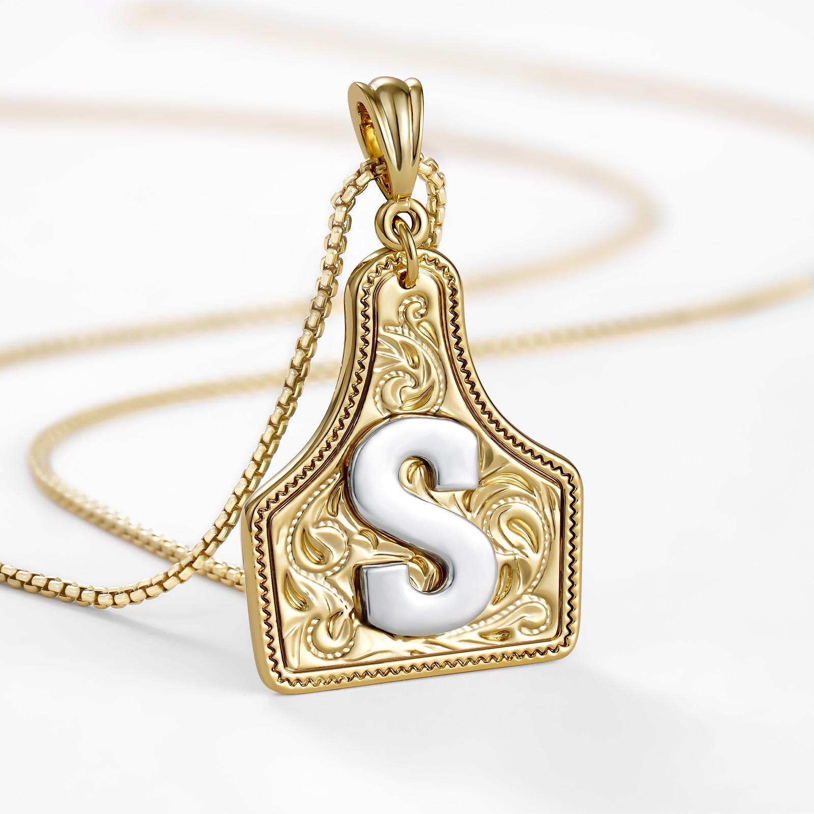 14k Elegant Cowgirl Initial Necklace in gold