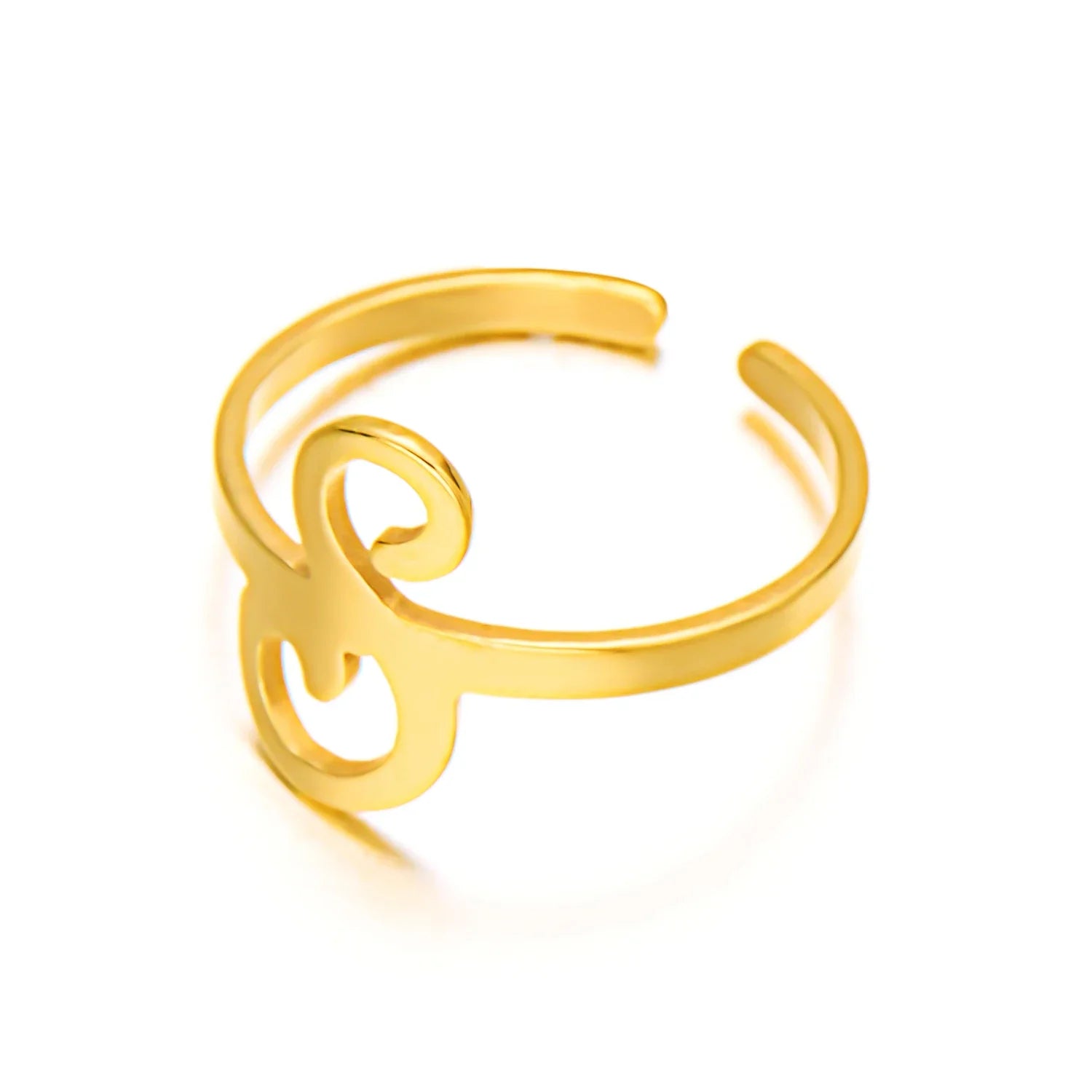 adjustable italic cursive letter initial ring