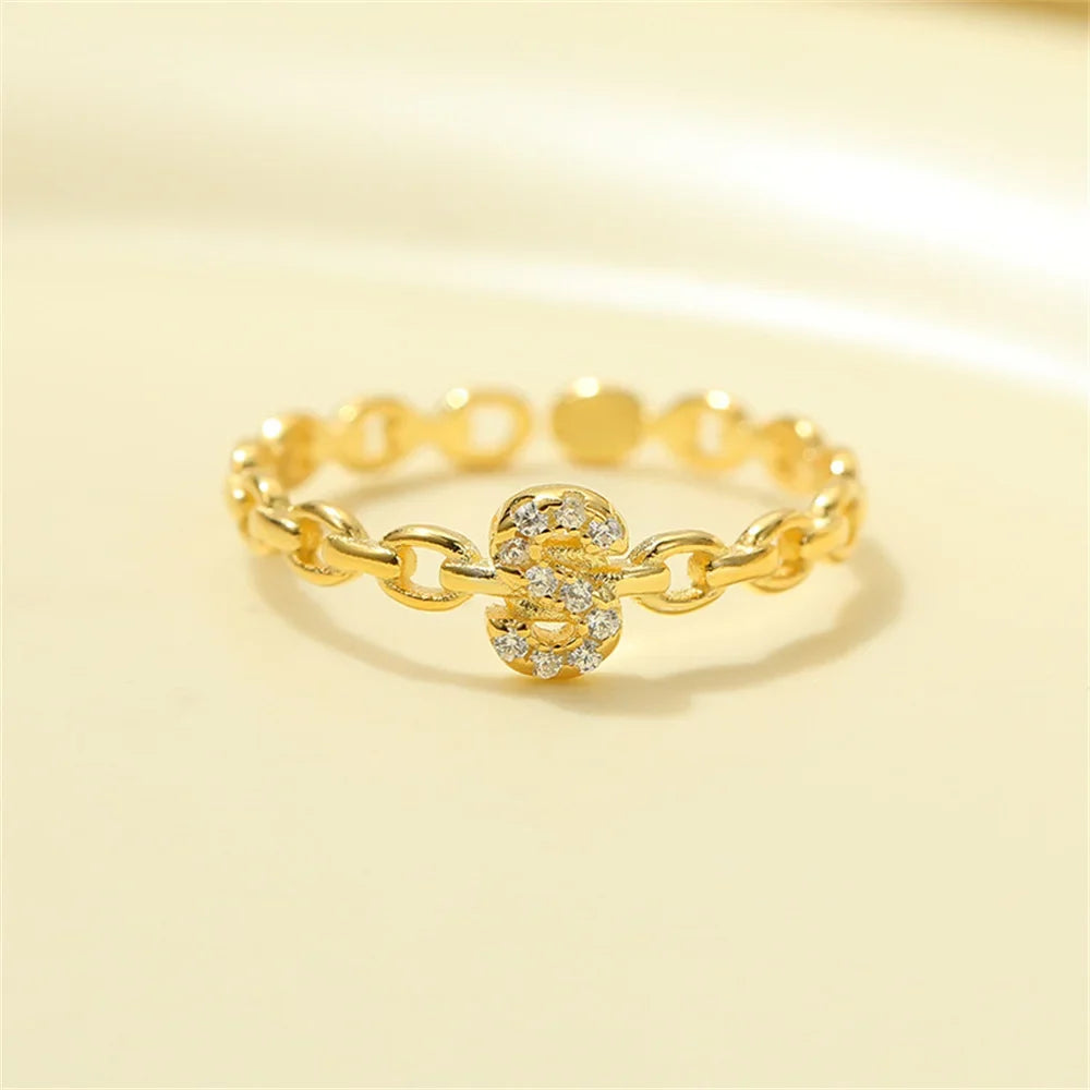 Dainty Diamond Letter Initial Ring in gold
