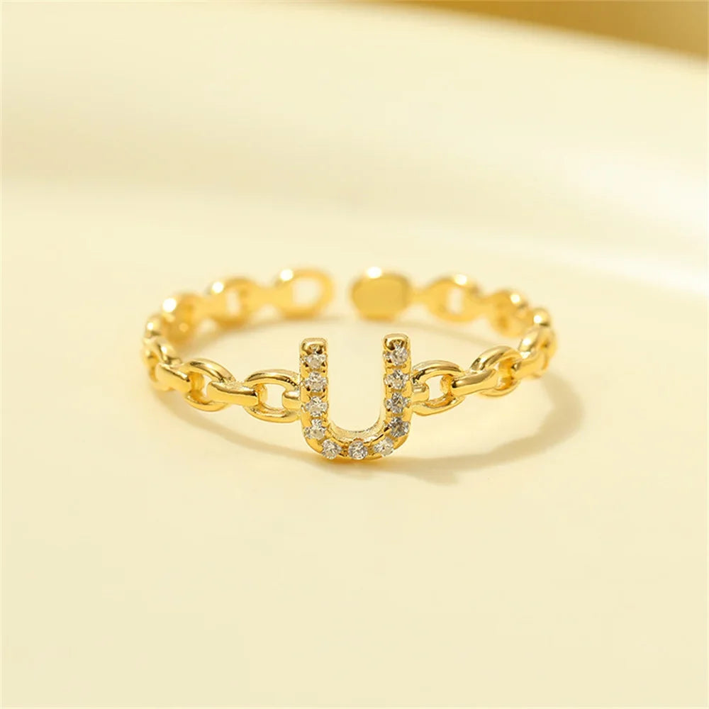 Dainty Diamond Letter Initial Ring in gold