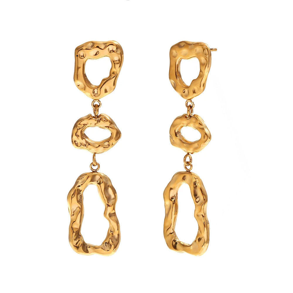 classy patterned triple dangle earrings