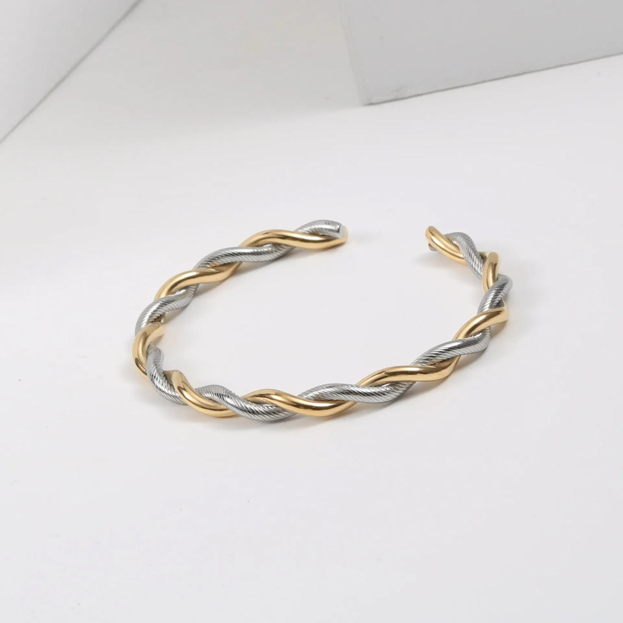 Classy Twist Cuff Bracelet in two tone