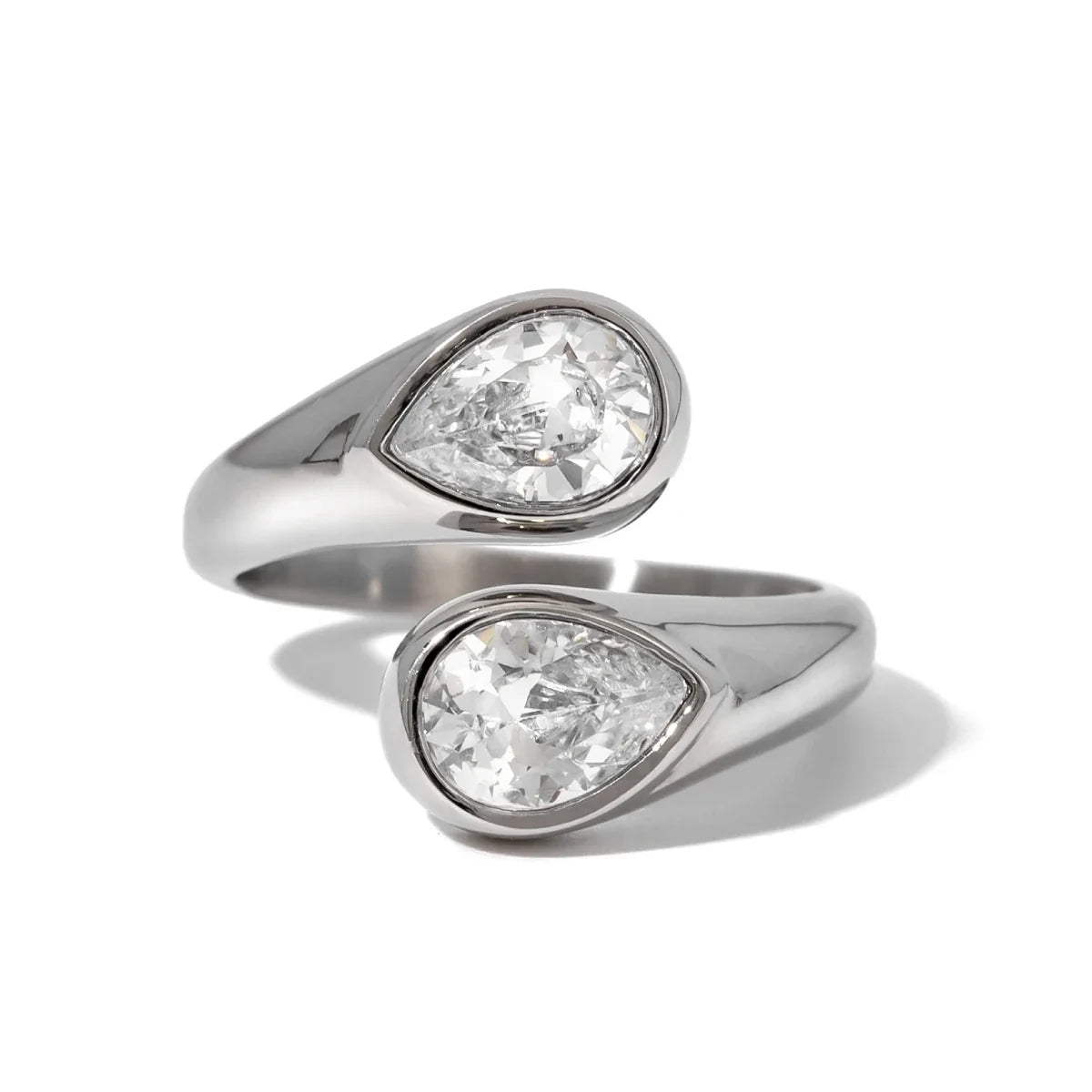 Teardrop Diamond Accented Wrap Ring in silver