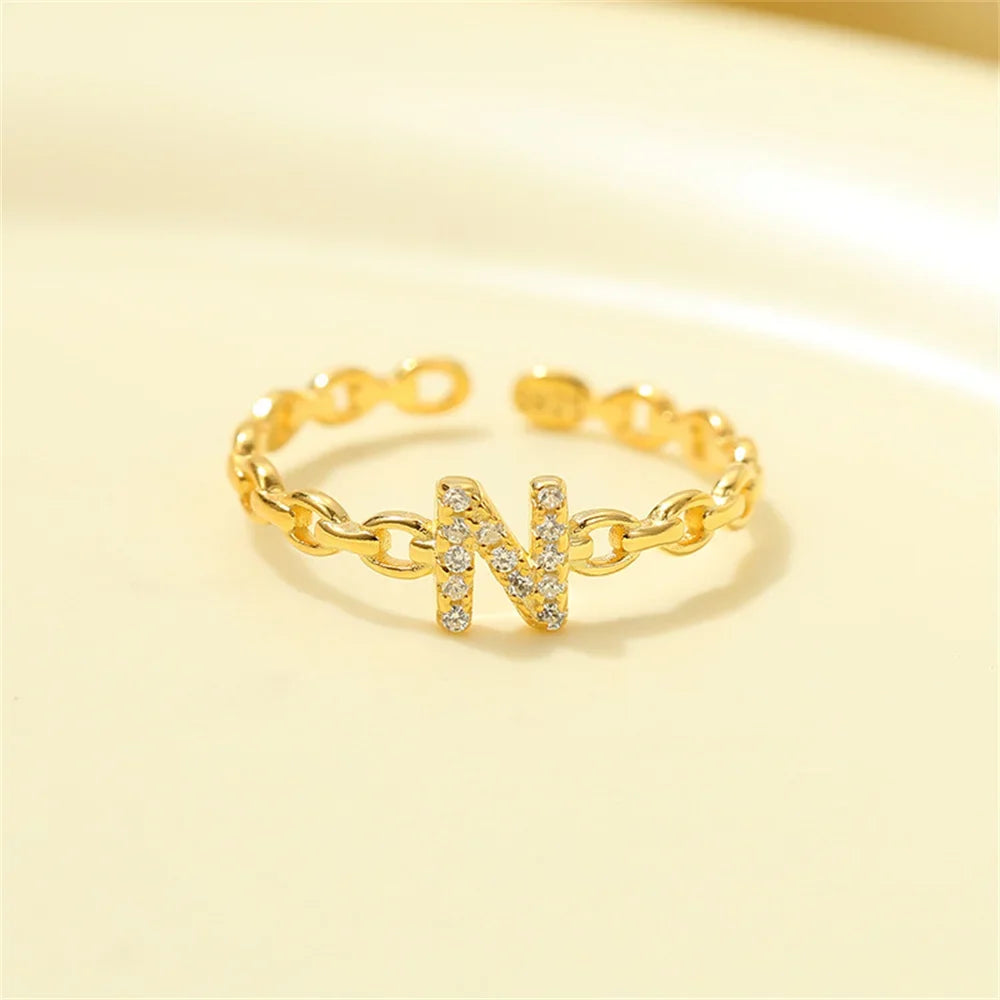 Dainty Diamond Letter Initial Ring in gold