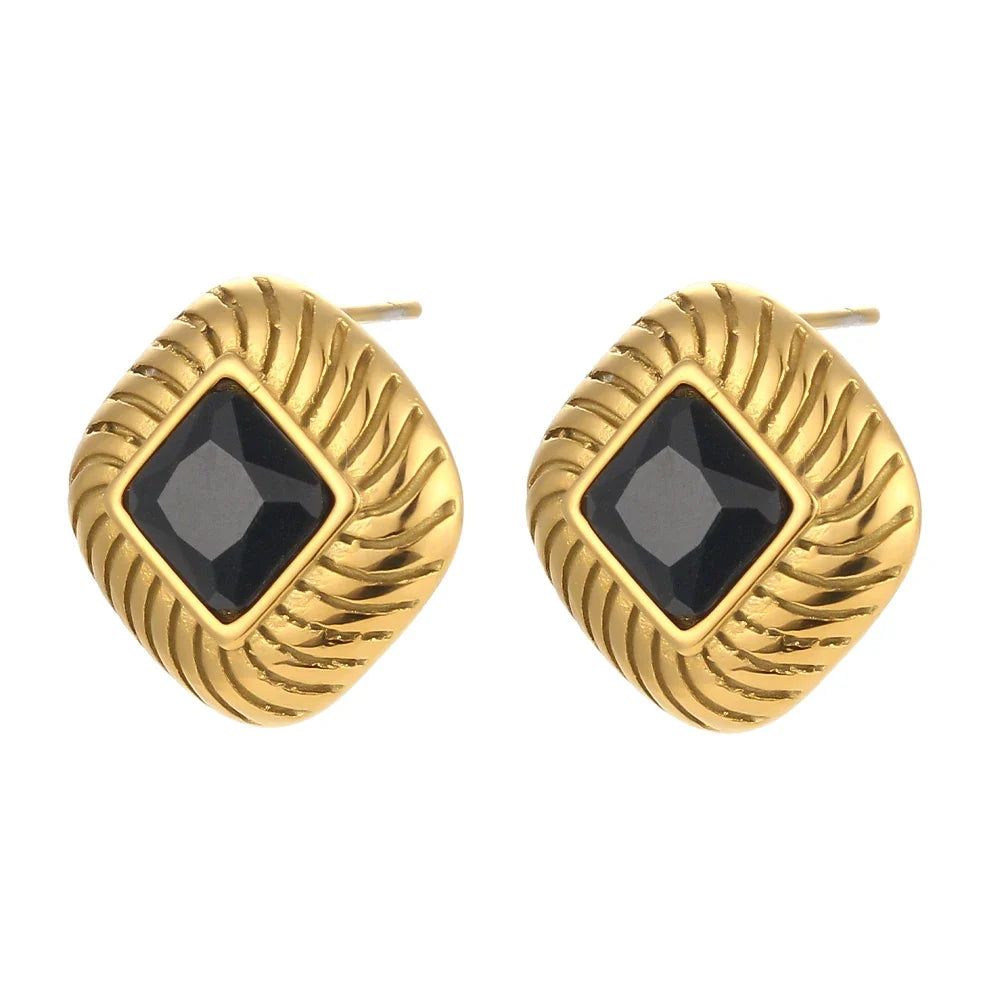 Chunky Spiral Texture Diamond Accented Earrings