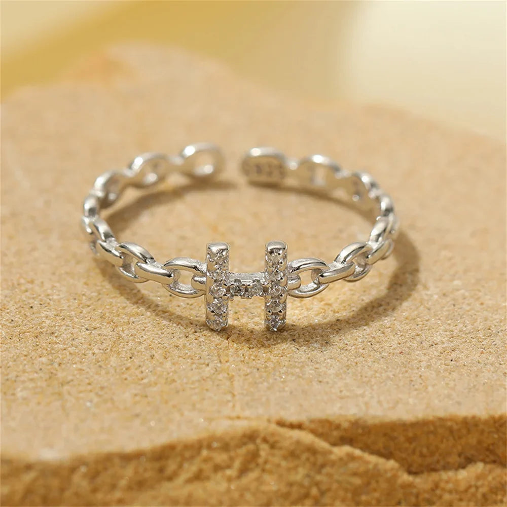 dainty diamond letter initial ring