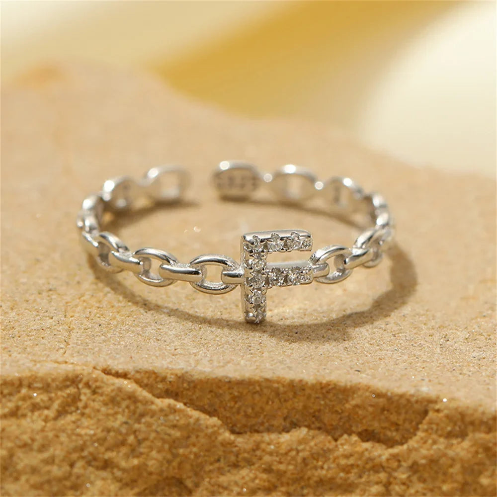 dainty diamond letter initial ring