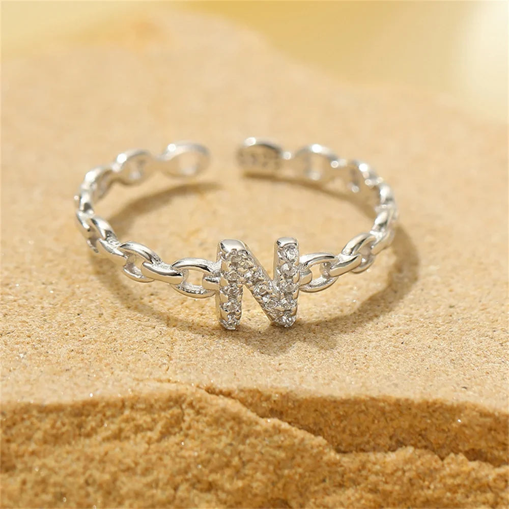 dainty diamond letter initial ring
