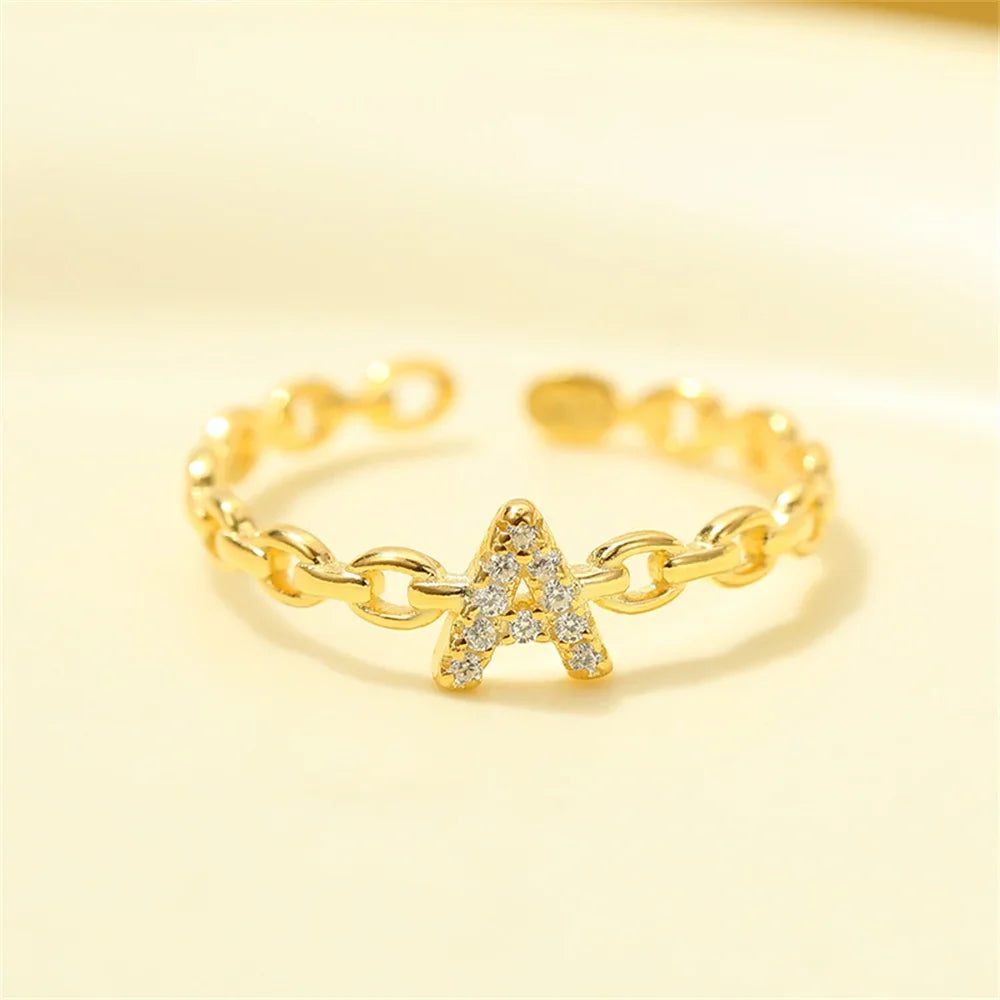 Dainty Diamond Letter Initial Ring in gold