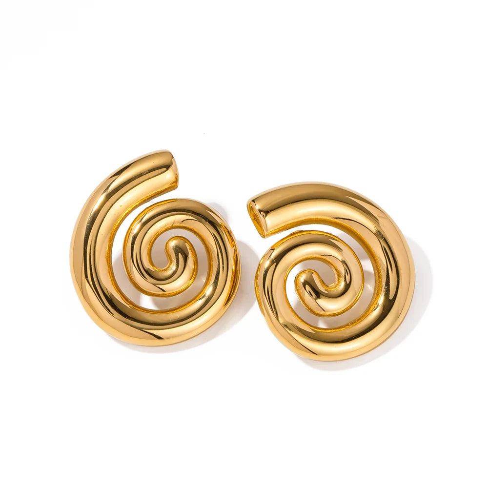 18k Polished Spiral Earrings in gold