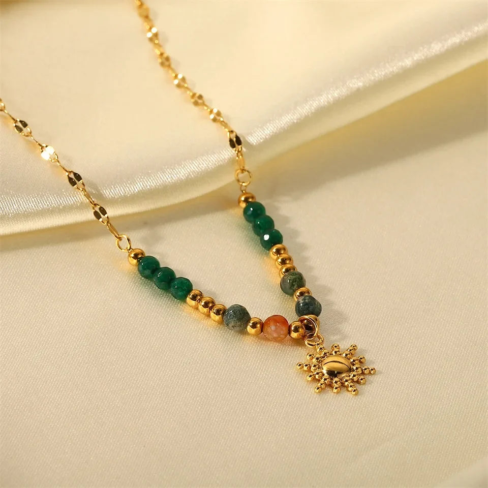 Dainty Boho Inspired Sun Pendant Necklace