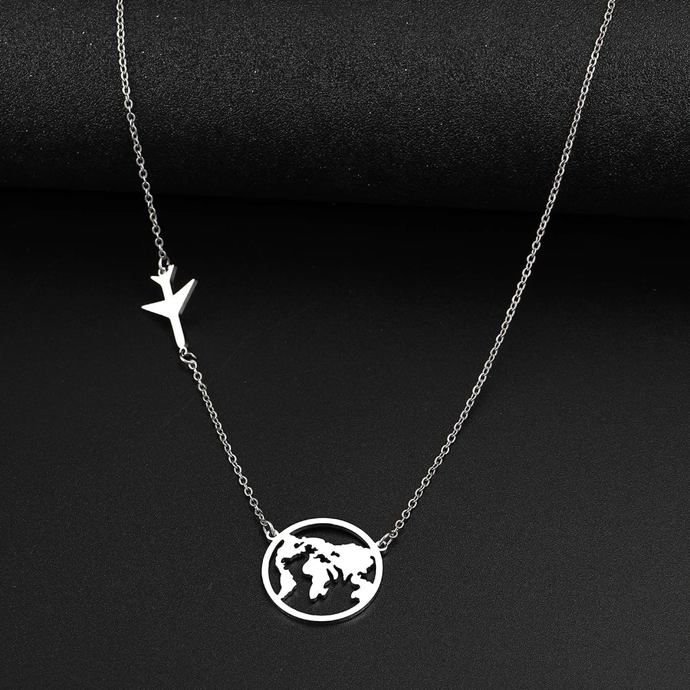 Around The World Travelers Necklace in silver
