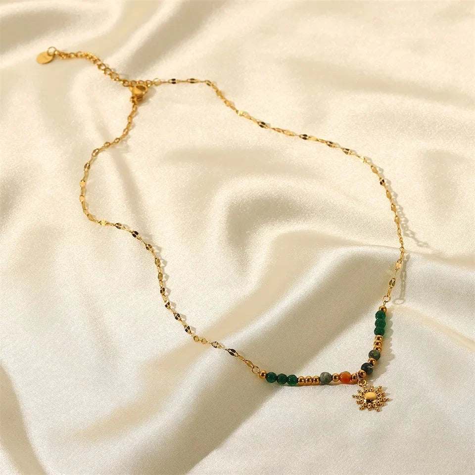 Dainty Boho Inspired Sun Pendant Necklace