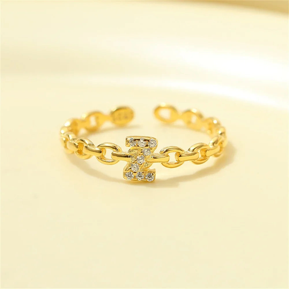 dainty diamond letter initial ring