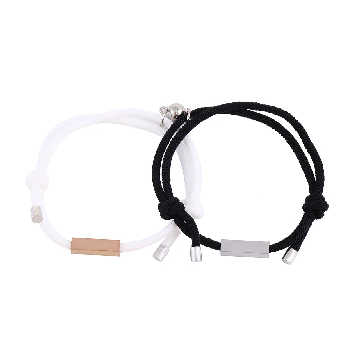 personalized minimal rope magnetic couples bracelet