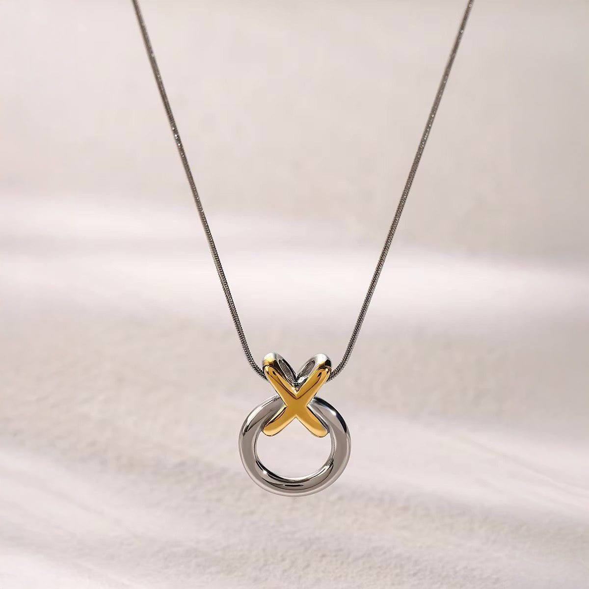 Elegant XO Interlaced Necklace in two tone