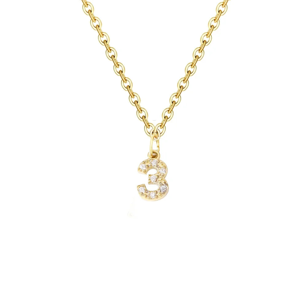 dainty zircon letter initial number symbol chain necklace