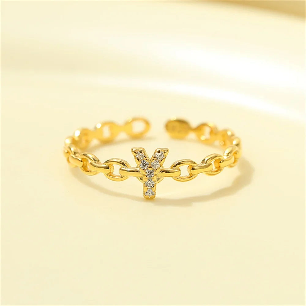 dainty diamond letter initial ring