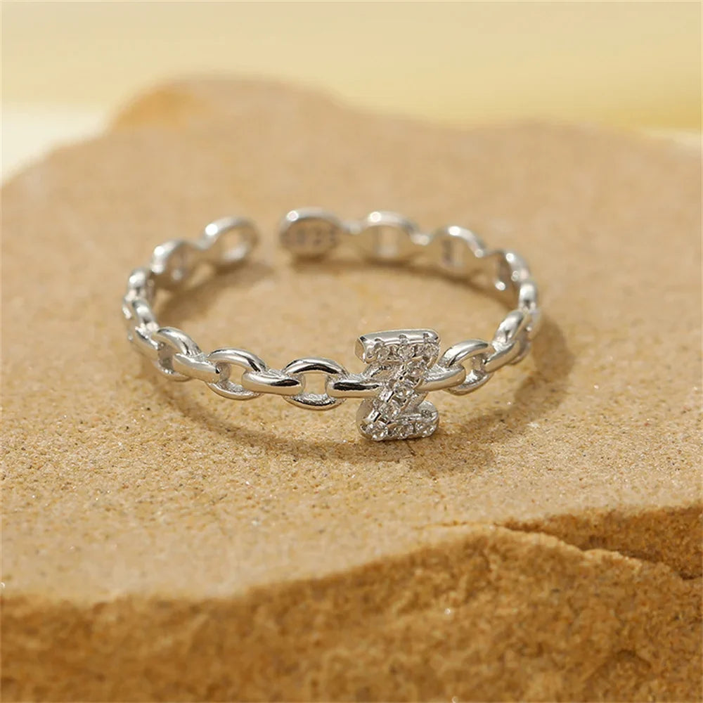 dainty diamond letter initial ring