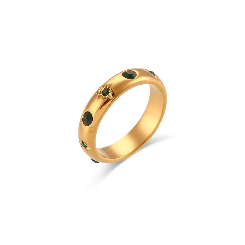 18k star stone embedded ring