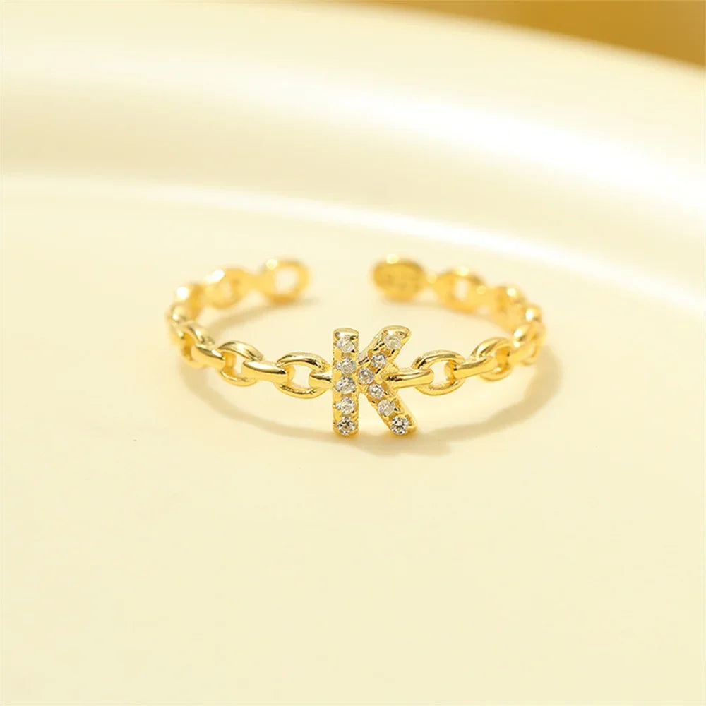 Dainty Diamond Letter Initial Ring in gold