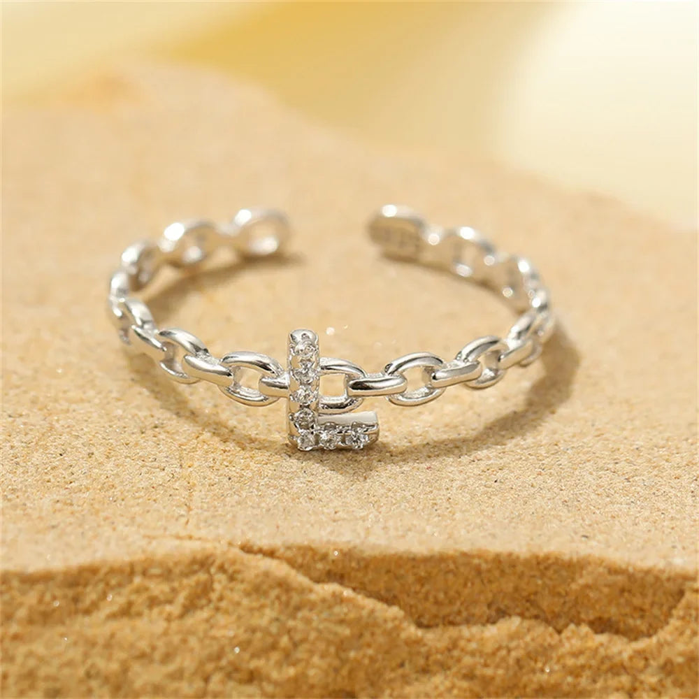 dainty diamond letter initial ring