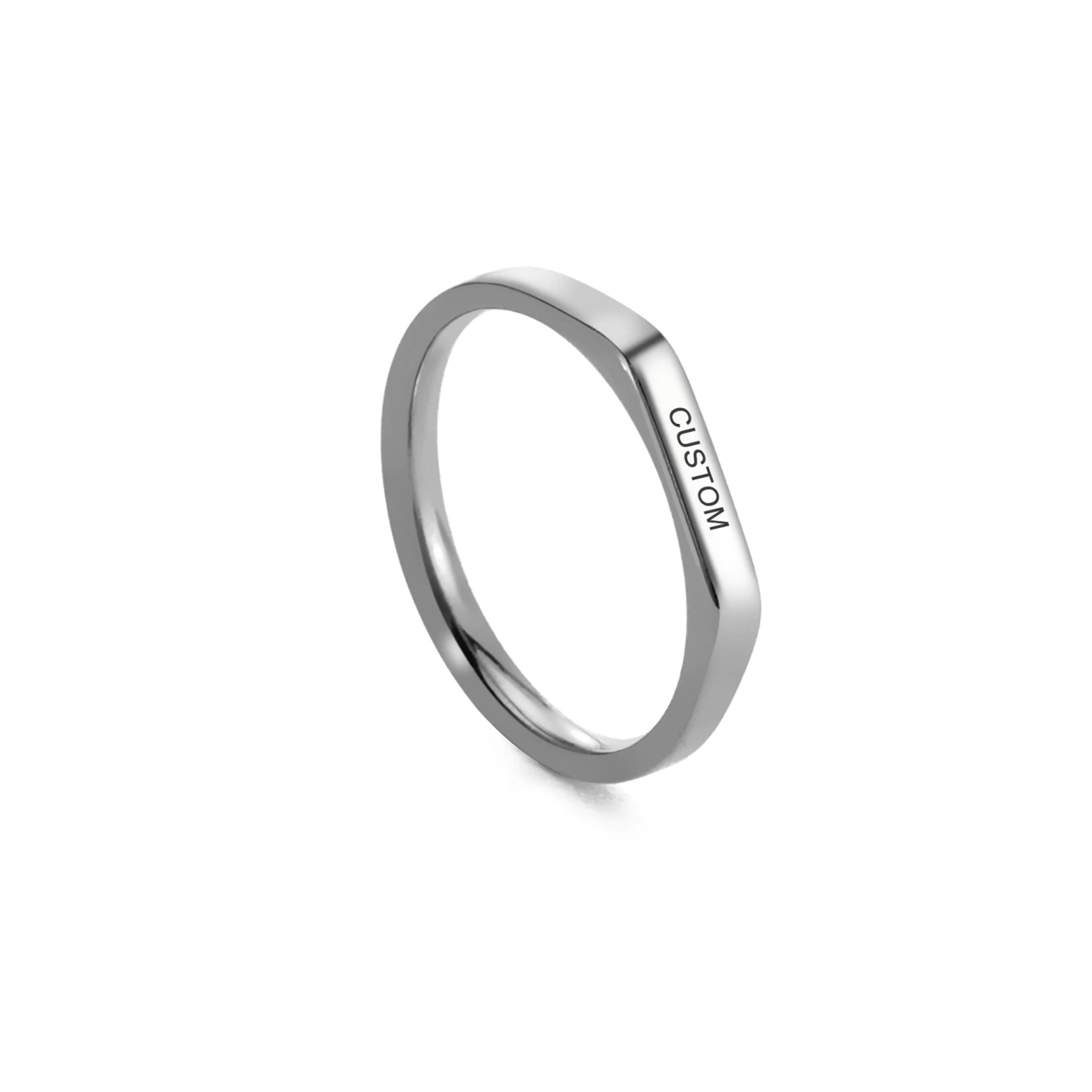 Personalized Flat Top Statement Ring in silver