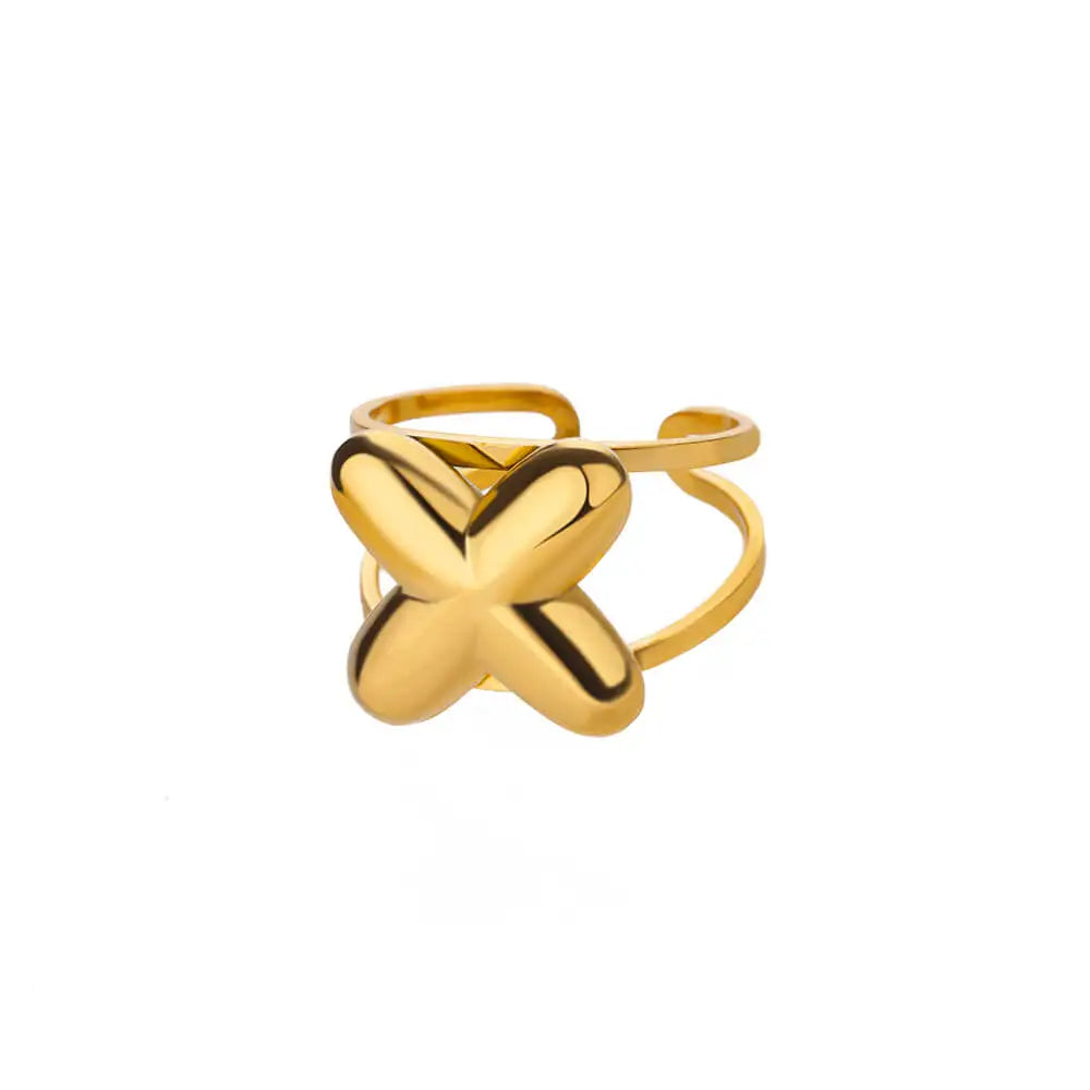 adjustable open band bubble letter initial ring