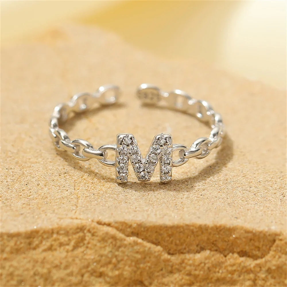 dainty diamond letter initial ring