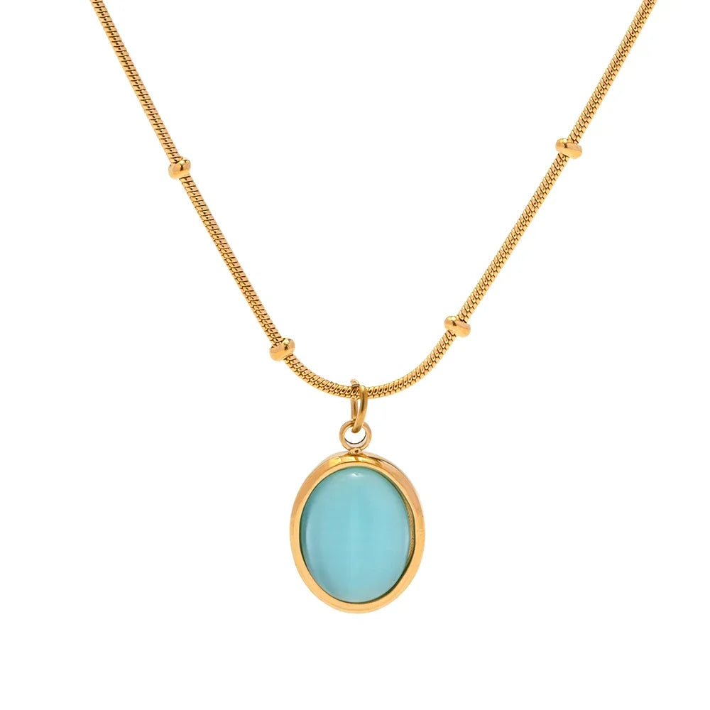 18k Blue Opal Satellite Chain Necklace