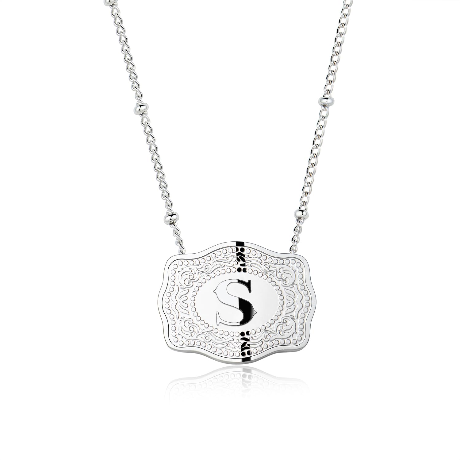dainty belt buckle letter initial necklaces