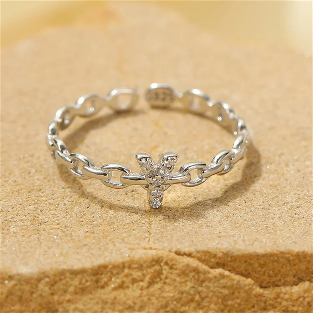 dainty diamond letter initial ring