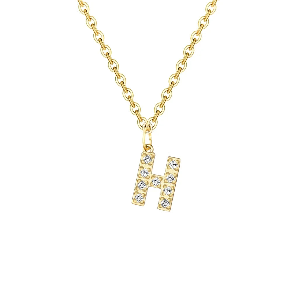 dainty zircon letter initial number symbol chain necklace