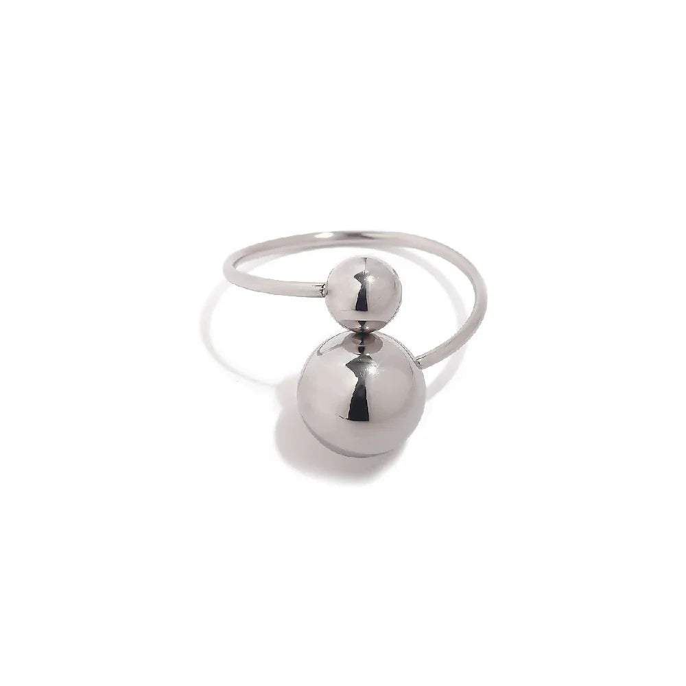 18k Bold Two Ball Open Ring in silver