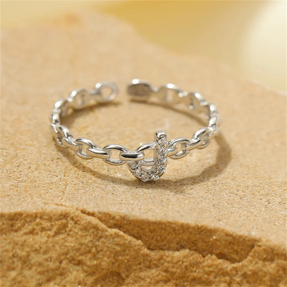dainty diamond letter initial ring