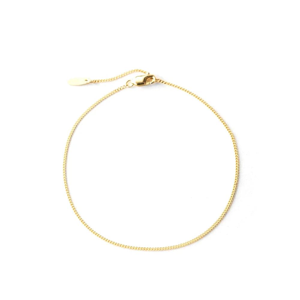 18k S925 Minimal Thin Curb Bracelet in gold