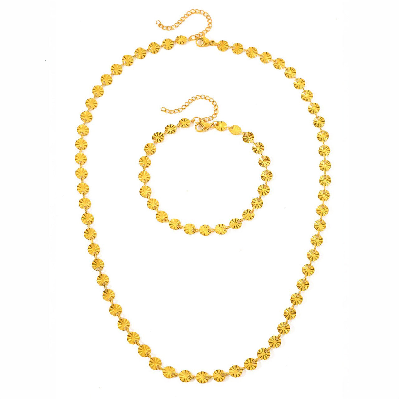 Circle Spiral Bracelet and Necklace Set in gold