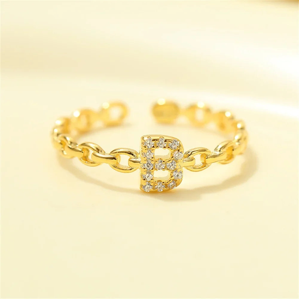 Dainty Diamond Letter Initial Ring in gold
