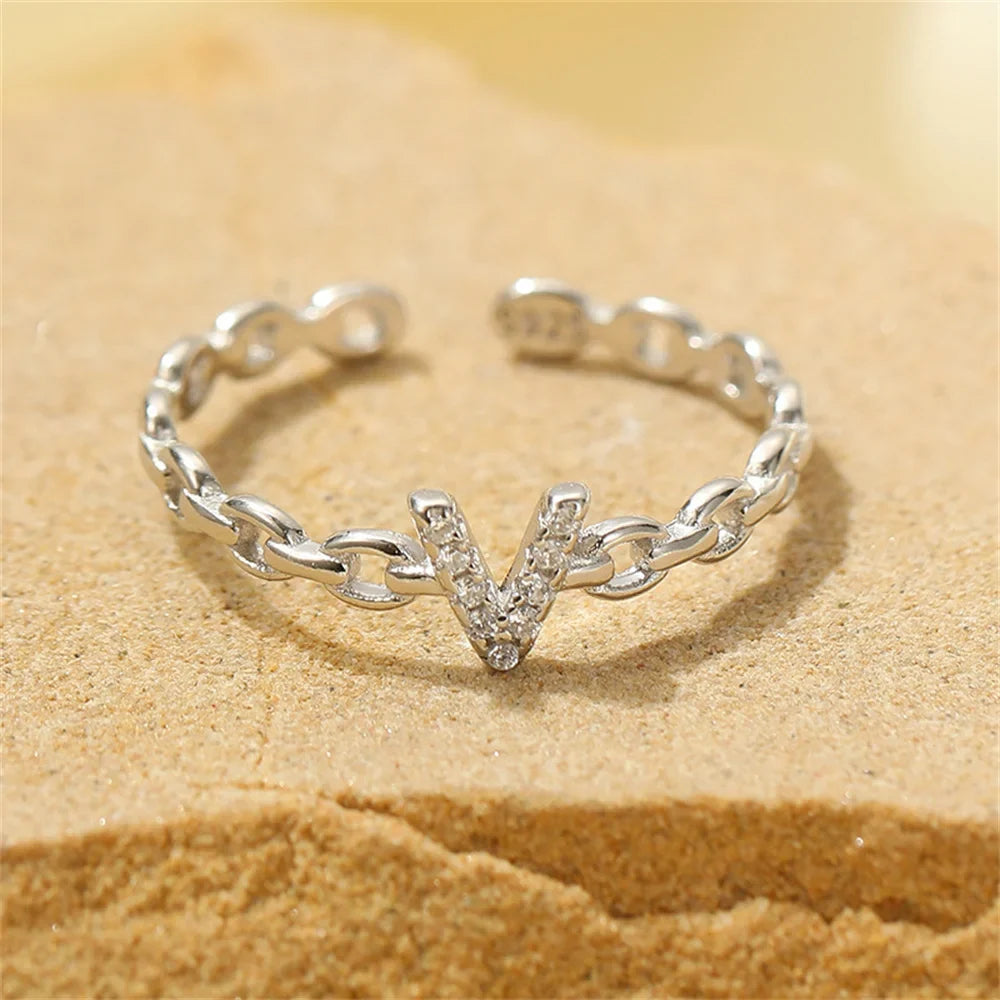 dainty diamond letter initial ring