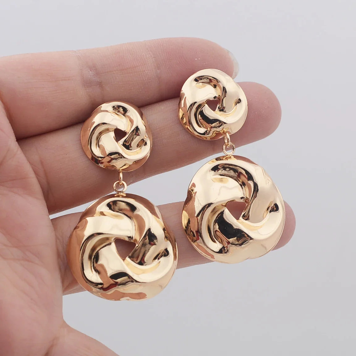 Stacked Pretzel Spiral Twist Earrings in gold