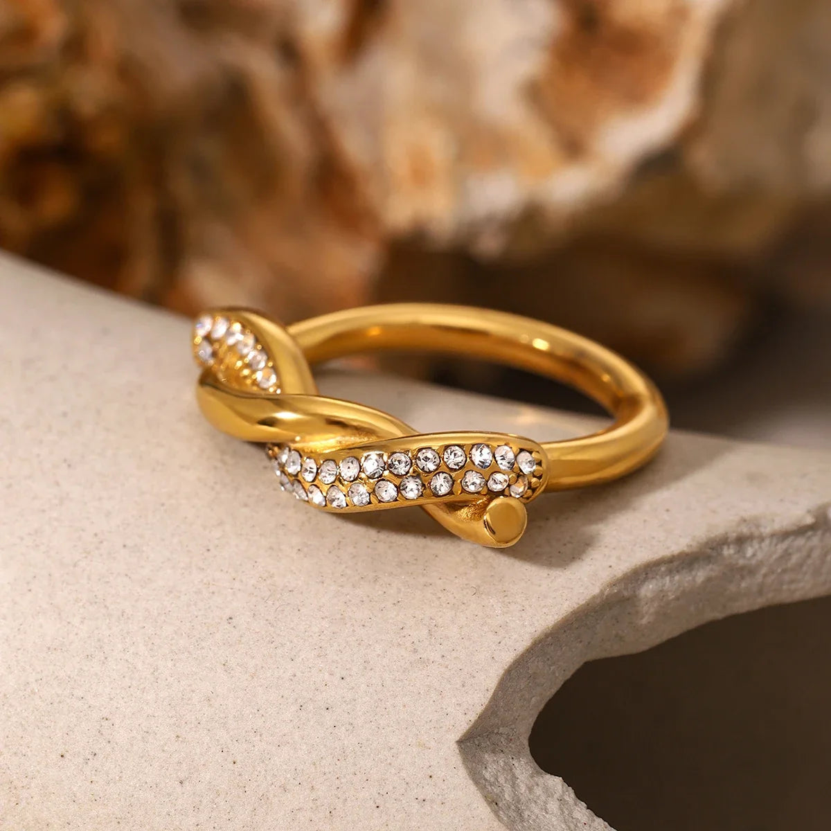 Intertwined Diamond Accent Ring in gold