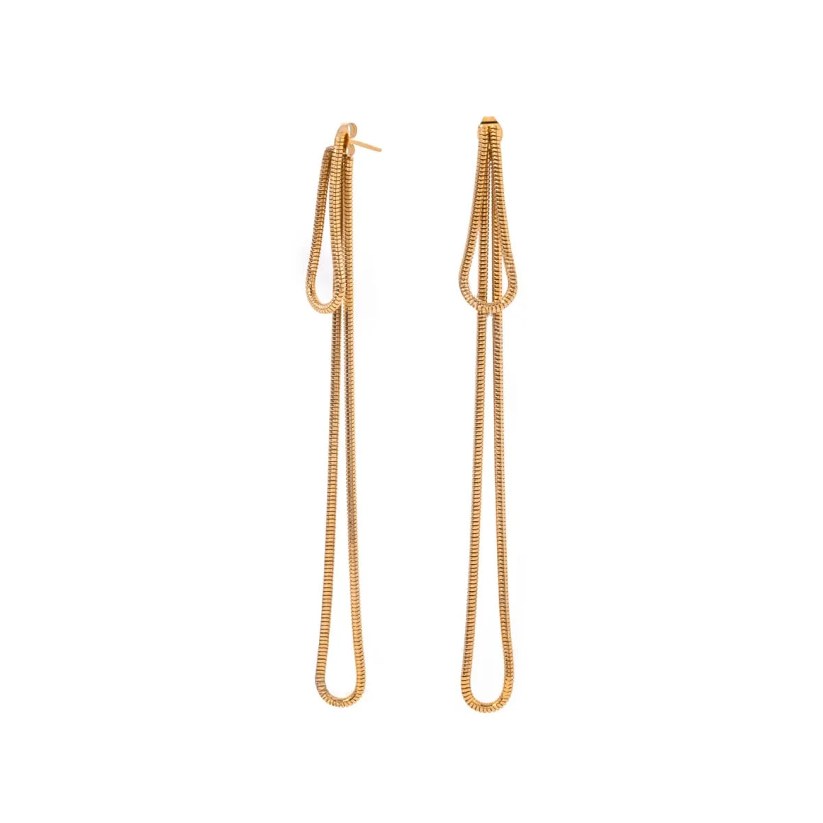 Classy Snake Chain Tassel Stud Earrings in gold