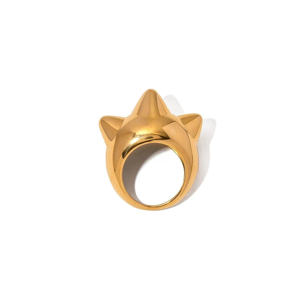18k Chunky Trio Spiked Ring in gold