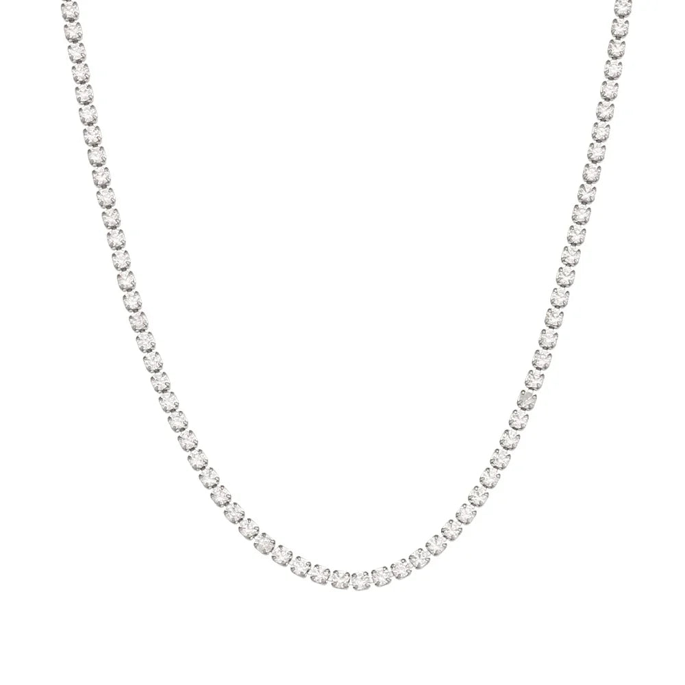 2mm Dainty Tennis Chain Bracelet and Necklace in silver