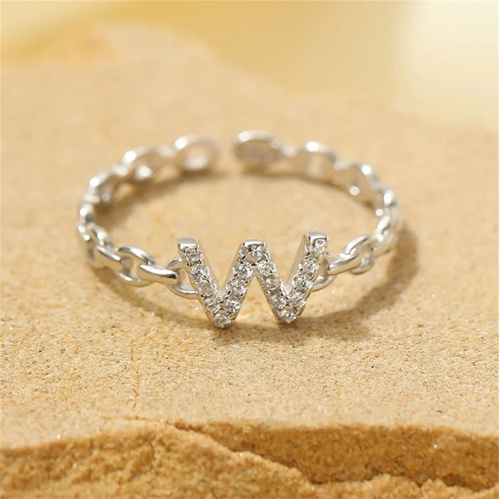 dainty diamond letter initial ring